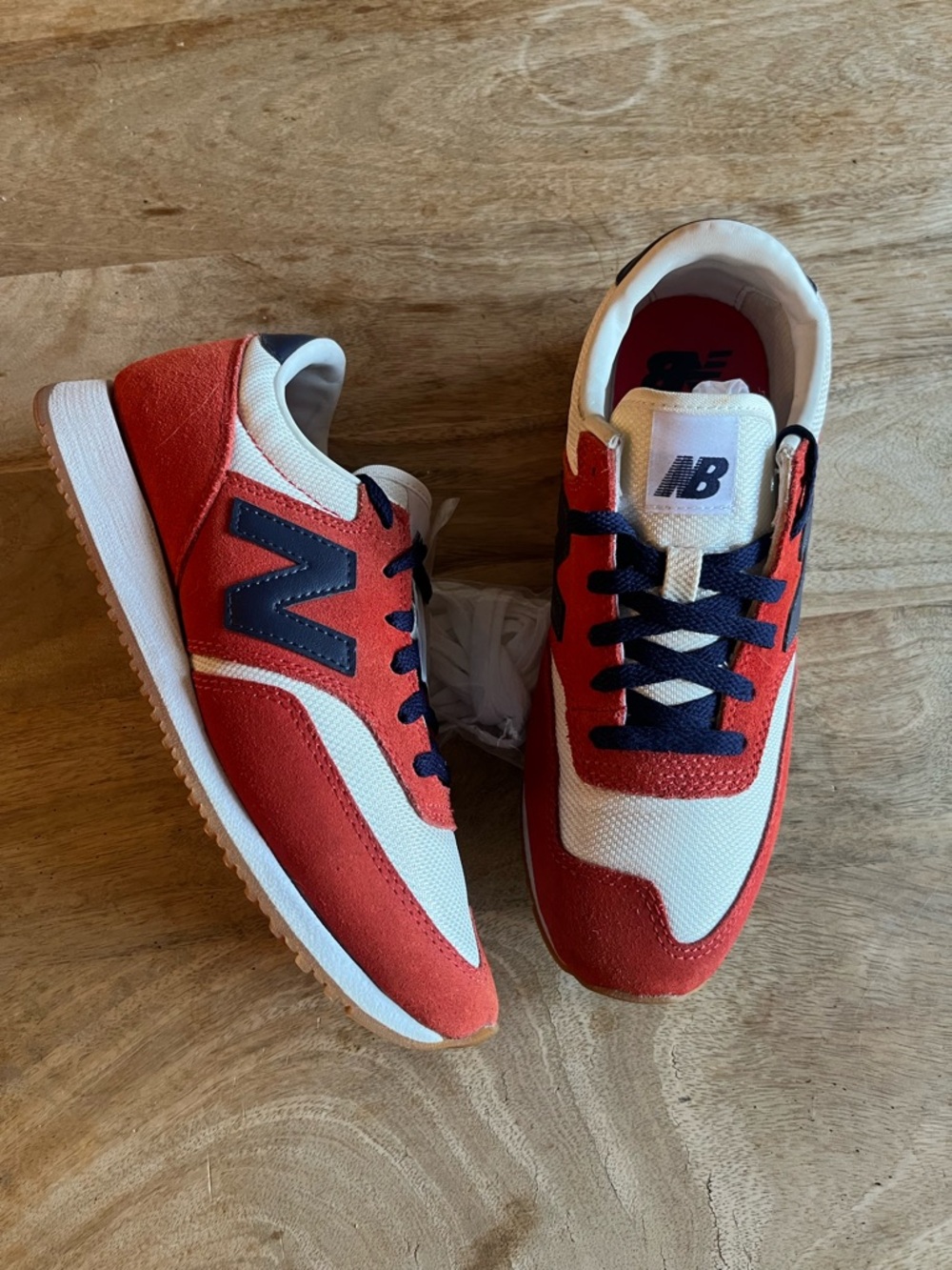New Balance 574 Orange Suede Classic Sneakers Sz 8 Womens